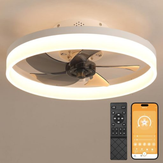 Imagine Ventilator de tavan & telecomanda 25W negru/maro
