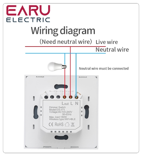 Imagine Dimmer din sticla "WiFi smart" (touch)