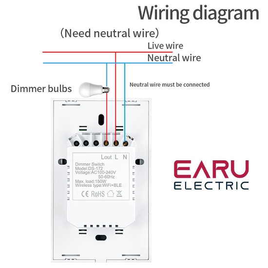 Imagine Dimmer din sticla "WiFi smart" (touch)