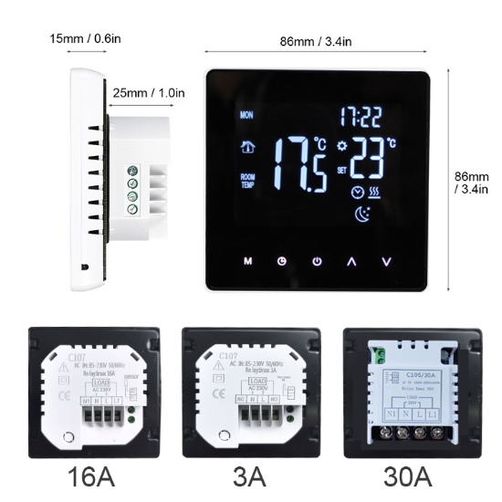 Imagine Termostat din sticla "WiFi smart" (touch)