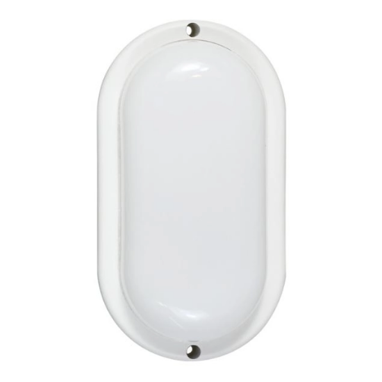 Imagine APLICA OVALA ALBA DIN PLASTIC CU FIXARE PE PERETE 15W 218X113X50MM 4000K IP54 (145-20415)EUROLAMP