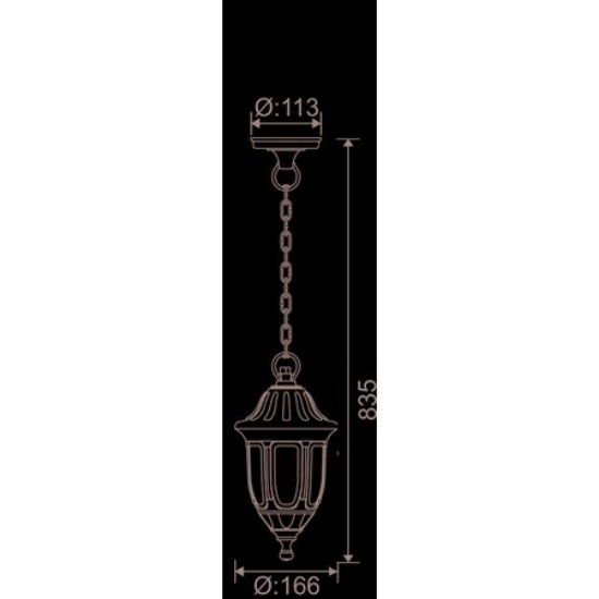 Imagine Corp cu lant policarbonat 931 "PT" h:84cm NEGRU E27 IP44