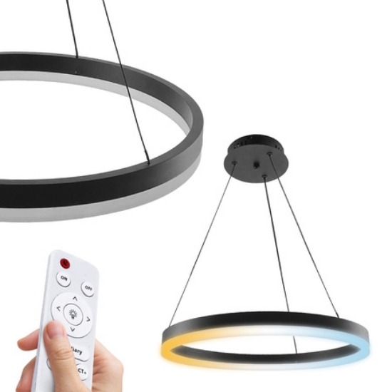Imagine Lampă suspendată LED 53W 3CCT 2450lm rotundă neagră dimabilă cu telecomandă HARVEY  HOROZ 019-083-0053/BLK