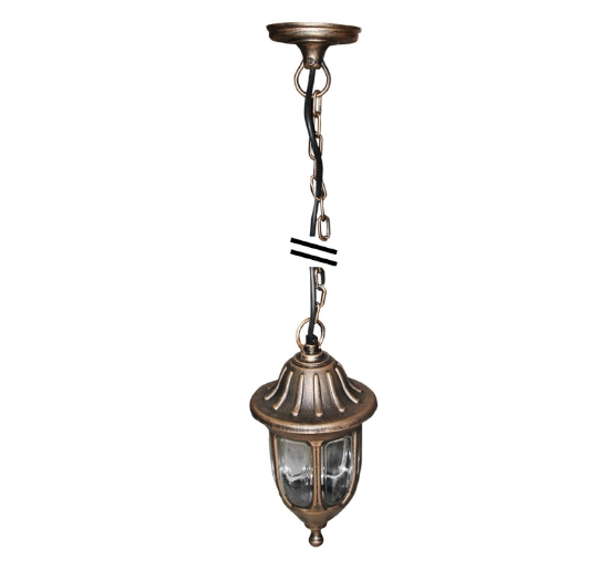 Imagine Corp cu lant policarbonat 931 "PT" h:84cm RUSTIC E27 IP44