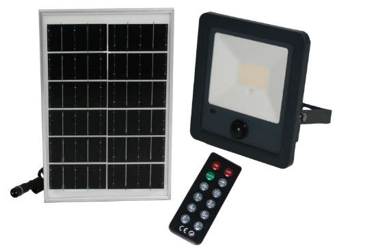 Imagine Proiector SOLAR cu LED si TELECOMANDA 50W LUMINA ALBA IP65 grafit