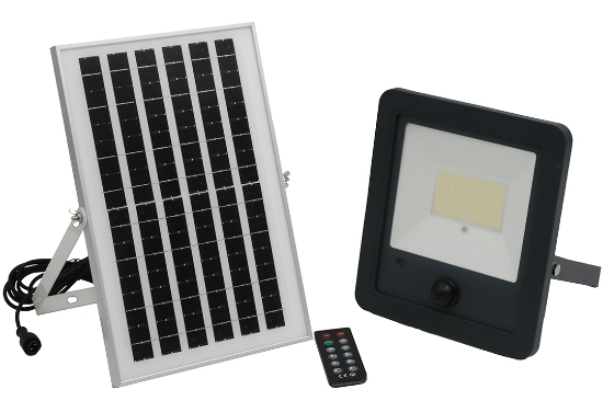 Imagine Proiector SOLAR cu LED si TELECOMANDA 100W LUMINA ALBA IP65 grafit