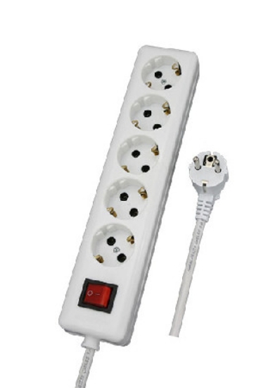Imagine PRELUNGITOR 5p CU CABLU 1.8M 3x1mm & INTRERUPATOR - alb