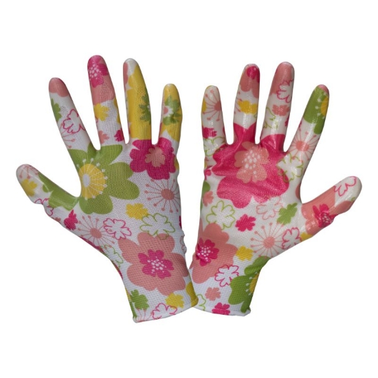 Imagine MANUSA NITRIL CU MODEL FLORAL ROZ - 9