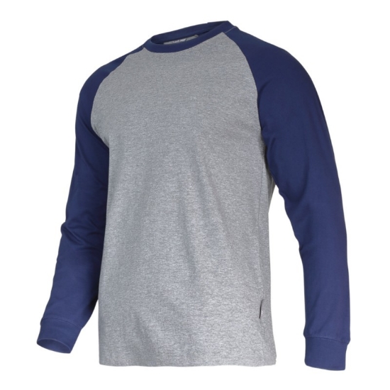 Imagine TRICOU BUMBAC CU MANECA LUNGA / GRI-ALBASTRU - L