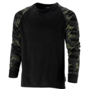 Imagine TRICOU BUMBAC CU MANECA LUNGA / NEGRU-CAMUFLAJ - M