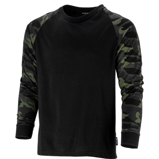 Imagine TRICOU BUMBAC CU MANECA LUNGA / NEGRU-CAMUFLAJ - M