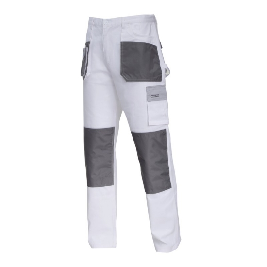 Imagine PANTALON LUCRU MEDIU-GROS BUMBAC / ALB - XL/56