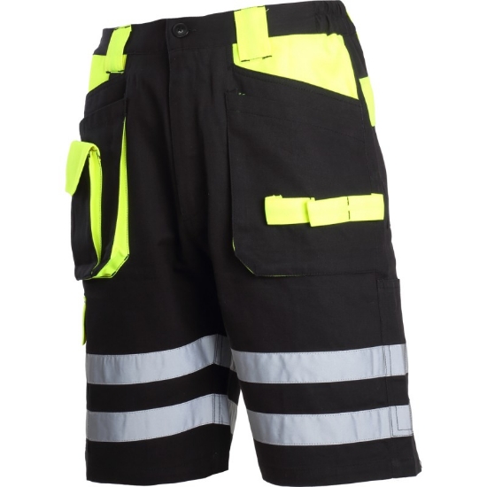 Imagine PANTALON SCURT CU REFLECTORIZANT NEGRU-VERDE - 3XL