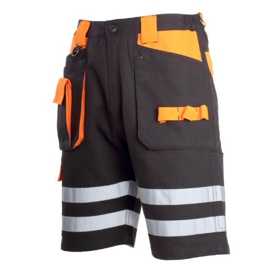Imagine PANTALON SCURT CU REFLECTORIZANT NEGRU-PORTOCALIU - 3XL