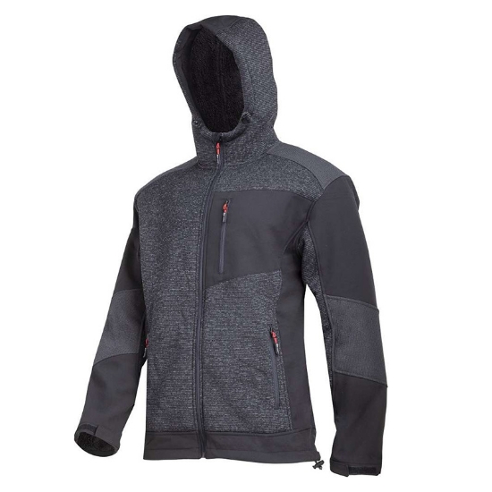Imagine JACHETA ELASTICA TIP-SHERPA CU GLUGA / NEGRU - 3XL