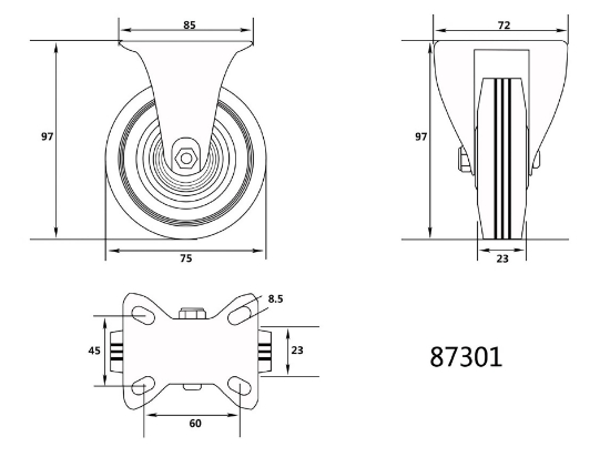Imagine ROATA FIXA PT.CARUCIOR 7.5/2.5/4.5MM