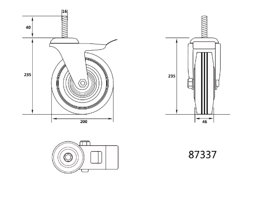 Imagine ROATA MOBILA PE FILET CU OPRITOR 200MM