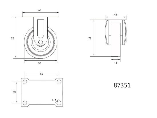 Imagine ROATA DE CARUCIOR FIXA 50X16X72MM 20KG