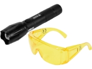 Imagine SET LANTERNA UV LED SI OCHELARI 1W
