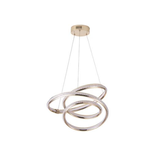 Imagine Lumină suspendată din aluminiu rotund LED 38W 3000Lm 3000K Ø500X1200mm aurie Arte Illumina Saturn