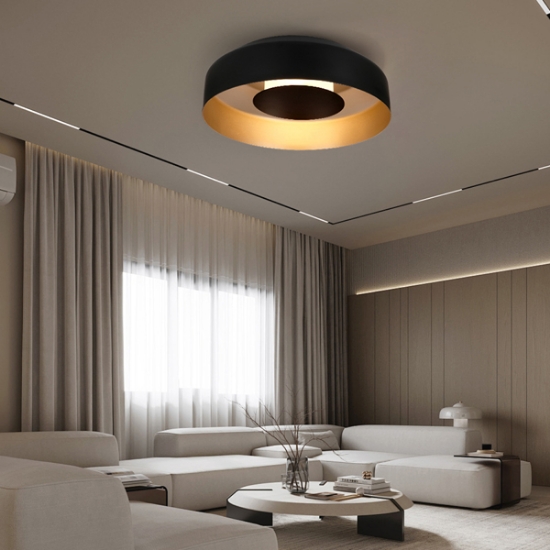 Imagine Lumină de plafon metal-acrilică rotundă LED 20W 1482Lm 3000K Ø400X120mm negru-aurie ARTE ILLUMINA STIGMA