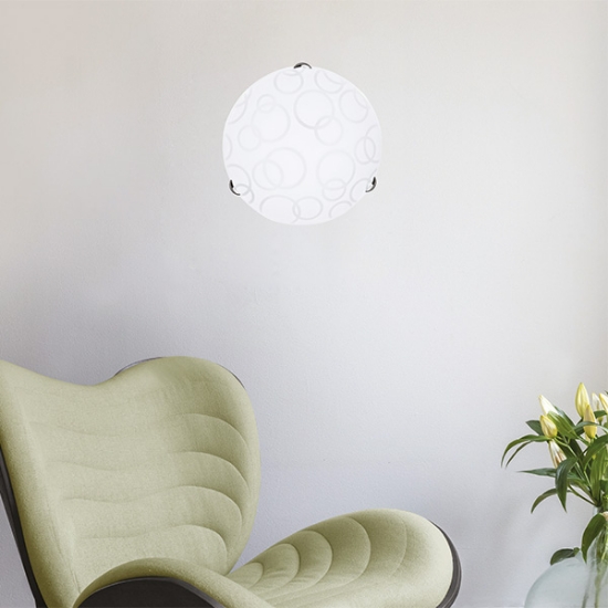 Imagine Lumină de plafon cu sticlă 2XE27 Max 15W Ø400X90mm Alb-Silver Arte Illumina Leia