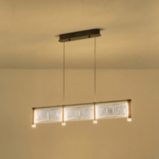 Imagine Lampa suspendată LED acrilic 40W 4320Lm 3000K 900X270X175mm aurie roz Arte Illumina Ravena