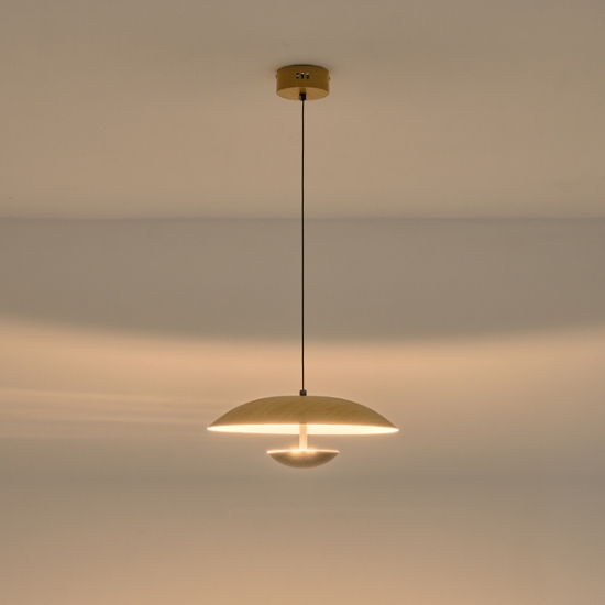 Imagine Lumină suspendată din aluminiu rotund cu LED 7W 338Lm 3000K Ø345X1215mm lemn Arte Illumina Penny