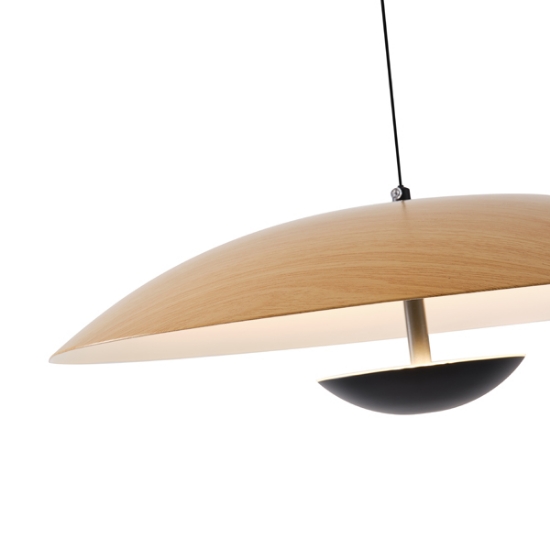 Imagine Lumină suspendată din aluminiu rotund cu LED 7W 338Lm 3000K Ø455X1215mm lemn Arte Illumina Penny