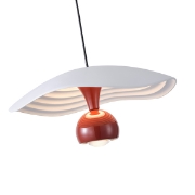 Imagine Lumină suspendată din aluminiu rotund cu un singur LED 8W 400Lm 3000K Ø230mm alb-roșu Arte Illumina Enigma