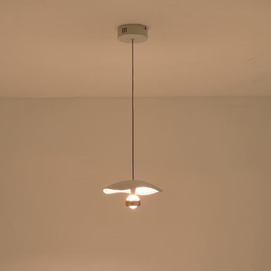 Imagine Lumină suspendată din aluminiu rotund cu un singur LED 8W 400Lm 3000K Ø230mm alb-auriu Arte Illumina Enigma