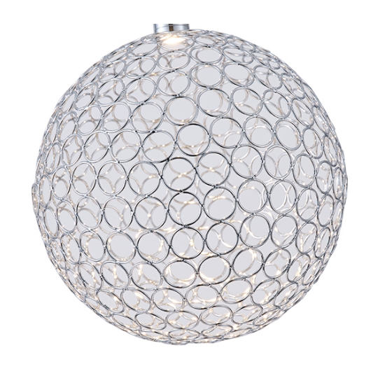 Imagine Lampa suspendată metalică rotundă cu un singur LED 6.3W 648Lm 3000K Ø200X1388mm argintie Arte Illumina Perforato