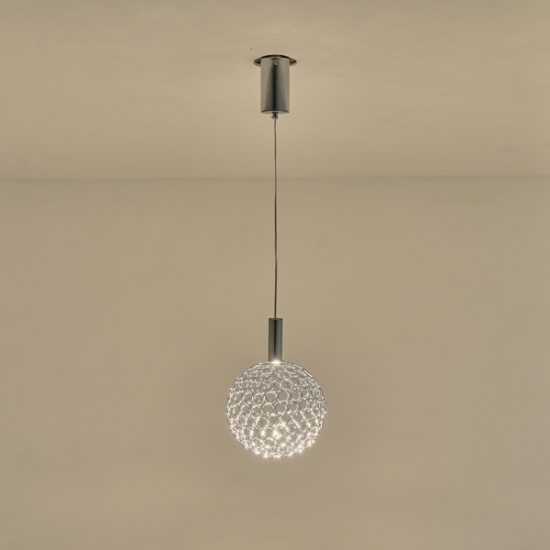 Imagine Lumină suspendată metalică rotundă cu un singur LED 6.3W 648Lm 3000K Ø250X1388mm argintie Arte Illumina Perforato