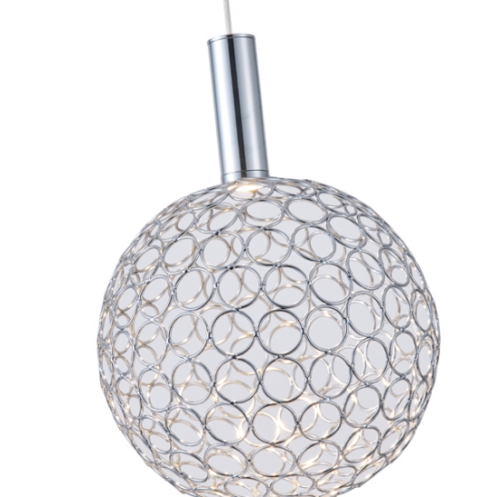 Imagine Lumină suspendată metalică rotundă cu un singur LED 6.3W 648Lm 3000K Ø250X1388mm argintie Arte Illumina Perforato