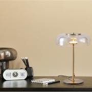 Imagine Lampă de birou metal-sticlă rotundă LED 7W 840Lm 3000K 300X430Ø90mm Koniac Arte Illumina Lobby