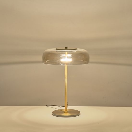 Imagine Lampă de birou metal-sticlă rotundă LED 7W 840Lm 3000K 300X430Ø90mm Koniac Arte Illumina Lobby