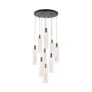 Imagine Lumină suspendată din sticlă 9 lumini LED 60W 7200Lm 3000K Ø500X2430mm transparent Arte Illumina Vial