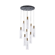 Imagine Lumină suspendată din sticlă 9 lumini LED 60W 7200Lm 3000K Ø500X2430mm transparent Arte Illumina Vial