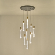 Imagine Lumină suspendată din sticlă 9 lumini LED 60W 7200Lm 3000K Ø500X2430mm transparent Arte Illumina Vial