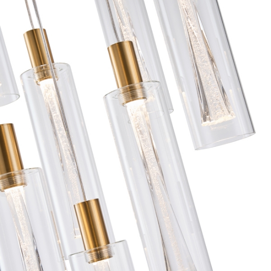 Imagine Lumină suspendată din sticlă 9 lumini LED 60W 7200Lm 3000K Ø500X2430mm transparent Arte Illumina Vial