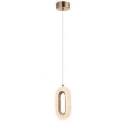 Imagine Lustră suspendată din aluminiu-acrilic cu un singur LED 9W 780Lm 3000K 120X1300mm roz-aurie Arte Illumina Kriko