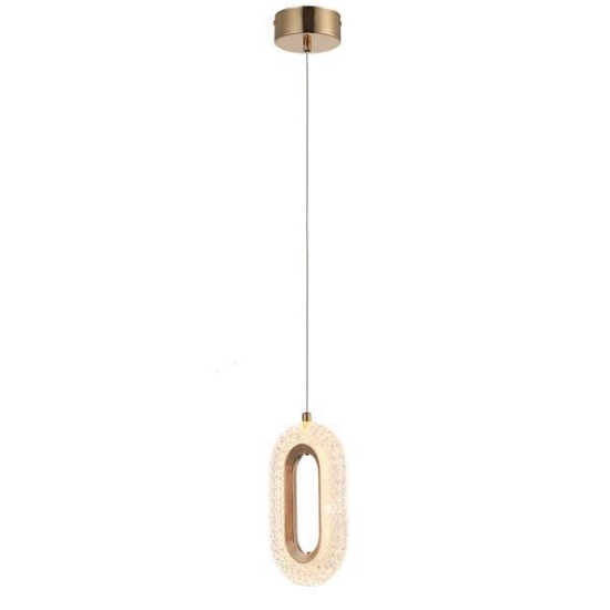 Imagine Lustră suspendată din aluminiu-acrilic cu un singur LED 9W 780Lm 3000K 120X1300mm roz-aurie Arte Illumina Kriko