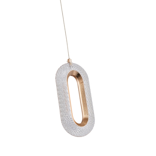 Imagine Lustră suspendată din aluminiu-acrilic cu un singur LED 9W 780Lm 3000K 120X1300mm roz-aurie Arte Illumina Kriko