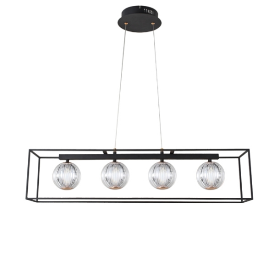 Imagine Lumină suspendată metal-plastic 4 lumini LED 14W 650Lm 3000K 80X1200mm negru Arte Illumina Box