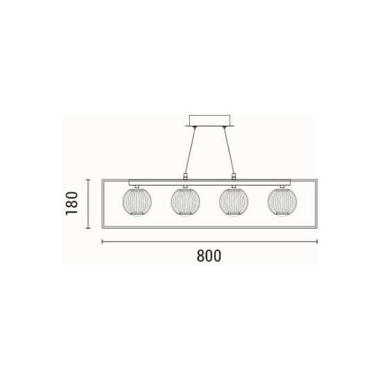 Imagine Lumină suspendată metal-plastic 4 lumini LED 14W 650Lm 3000K 80X1200mm negru Arte Illumina Box