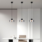 Imagine Lumină suspendată din aluminiu-metal-acrilic LED 8W 624Lm 3000K Ø200X1355mm negru-gri Arte Illumina Nimbus