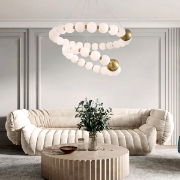 Imagine Lumină suspendată din aluminiu-metal-acril LED 40W 2730Lm 3000K Ø720X1275mm bronz-alb Arte Illumina Trea