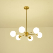 Imagine Lumină suspendată metal-sticlă 6 lumini 6x27 max 6x15W Ø720x730mm alb-bronz Arte Illumina Orba