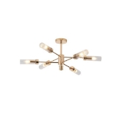Imagine Lustră metal-sticlă 6 lumini 6XE14 max 8W 830X330mm aurie roz Arte Illumina VINY