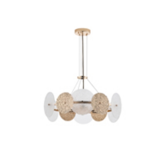 Imagine Lumină suspendată metal-sticlă 6 lumini 6XE14 max 8W 560X670mm aur roz Arte Illumina Glow